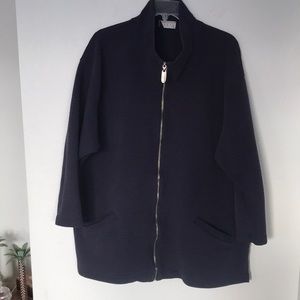 DARK NAVY BLUE ZIP UP LONG SLEEVE SHIRT by EWEAR
